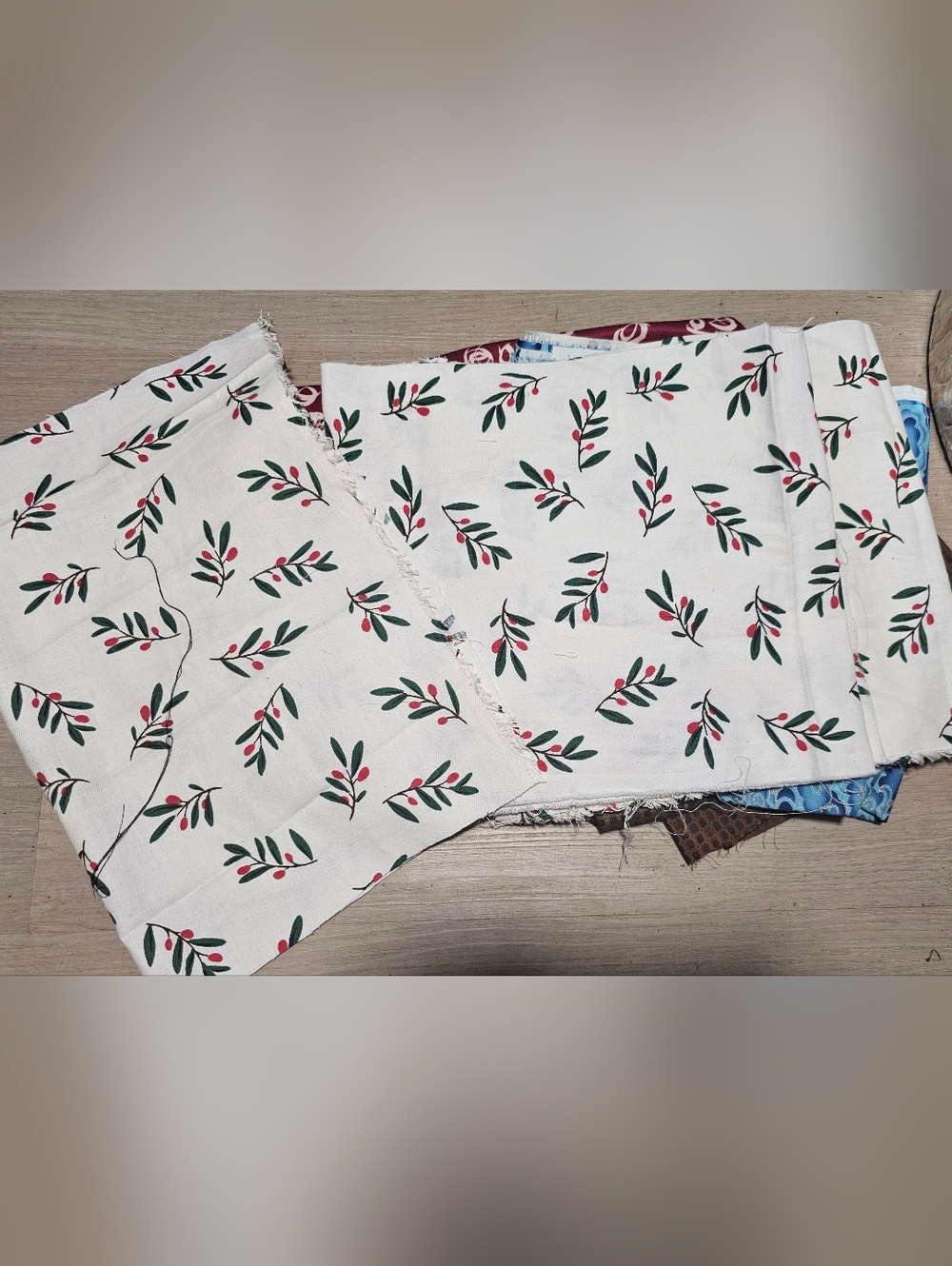 2 Double Fat Quarters Holiday Print Fabric